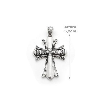 Pingente de Prata Cruz com Zircônias