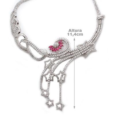 Maxi Colar de Prata Estrelas com Zircônias