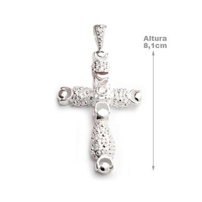 Pingente de Prata Cruz com Zircônias