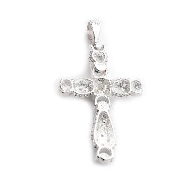 Pingente de Prata Cruz com Zircônias