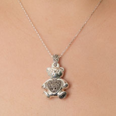 Pingente de Prata Urso com Marcassitas