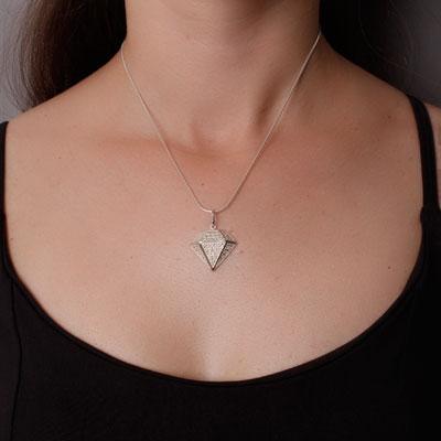 Pingente de Prata Diamante com Zircônias