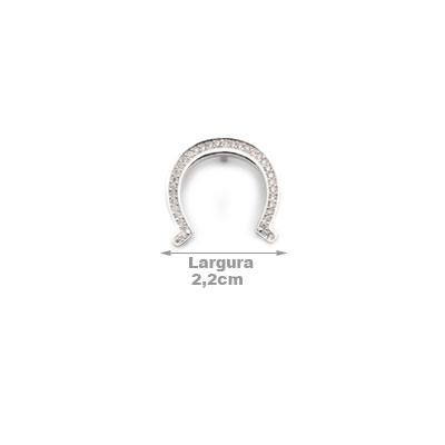 Pingente de Prata Ferradura com Zircônias