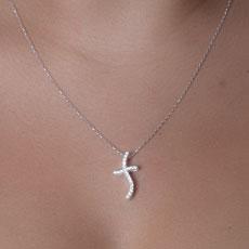 Pingente de Prata Cruz com Zircônias