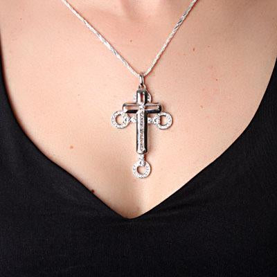 Pingente de Prata Cruz com Pedras