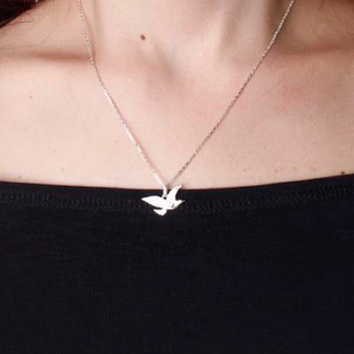 Pingente de Prata Pássaro com Zircônias