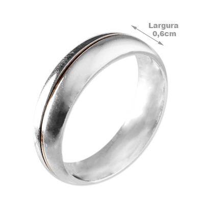 Confecção de Aliança de Prata Abaloada com Filete de Ouro - 35091