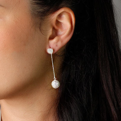 Brinco de Prata com Zircônias - 35629