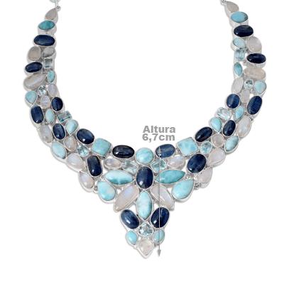 Maxi Colar de Prata com Pedras