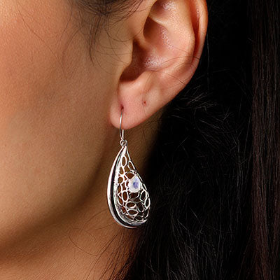 Brinco de Prata com Pedra da Lua- 36427