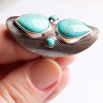 Anel de Prata com Turquesa - 37474