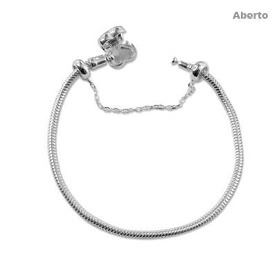 Pulseira para Berloque de prata Memories com Fecho de Coração