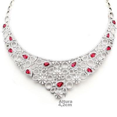 Gargantilha de Prata com Rubi.