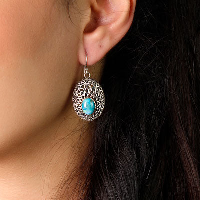 Brinco de Prata com Turquesa - 38176