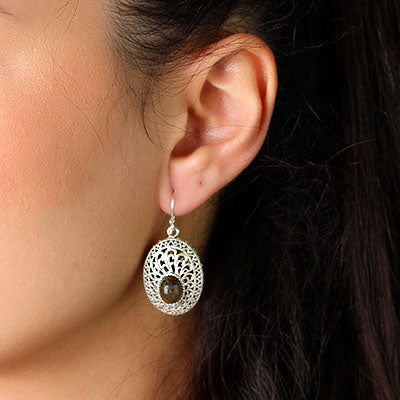 Brinco de Prata com Labradorita - 38238