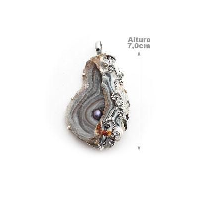 Pingente de Prata com Drusa