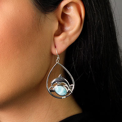 Brinco de Prata com Larimar.