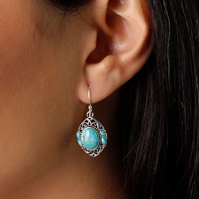 Brinco de Prata com Turquesa.