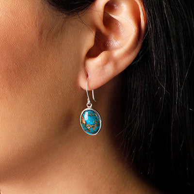 Brinco de Prata com Turquesa.