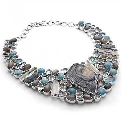 Gargantilha de Prata com Pedras - 41381