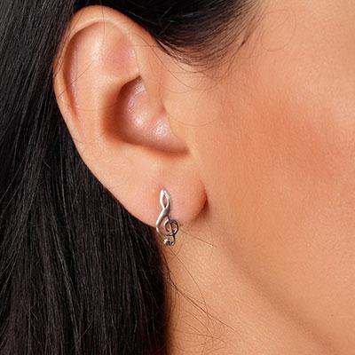 Brinco de Prata Clave de Sol.