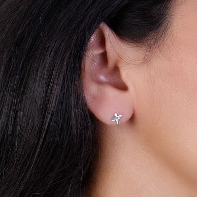 Brinco de Prata Cruz