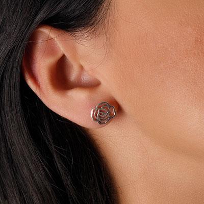 Brinco de Prata Rosa