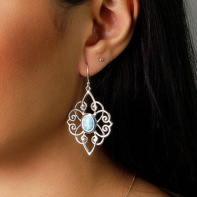 Brinco de Prata com Larimar.