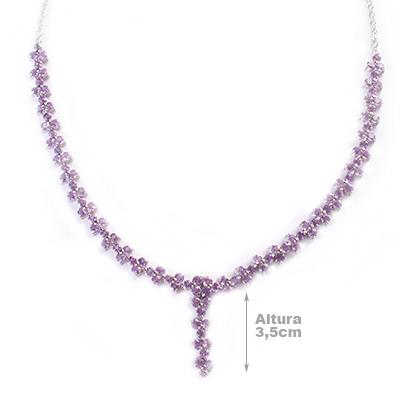Gargantilha de Prata com Ametista - 48028