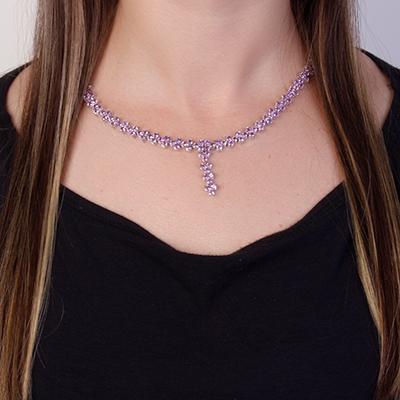 Gargantilha de Prata com Ametista - 48028