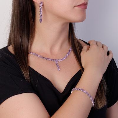 Gargantilha de Prata com Ametista - 48028