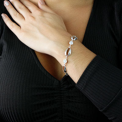 Pulseira de Prata Búzio com Pedra da Lua