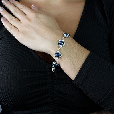 Pulseira de Prata com Lápis Lázulli