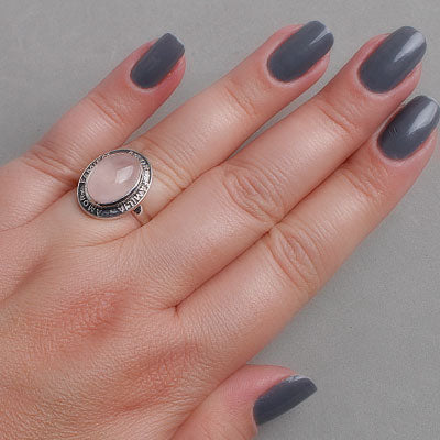 Anel de Prata com Quartzo Rosa