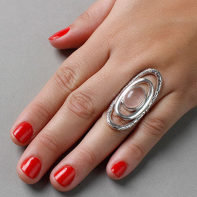 Anel de Prata com Quartzo Rosa