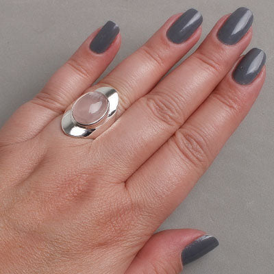 Anel de Prata com Quartzo Rosa