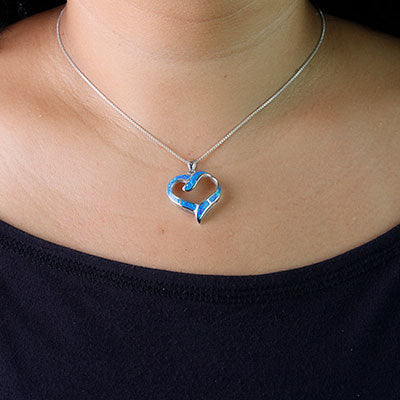 Pingente de Prata Coração com Opala