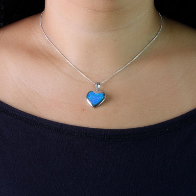 Pingente de Prata Coração com Opala