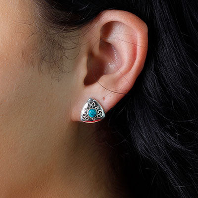 Brinco de Prata com Turquesa