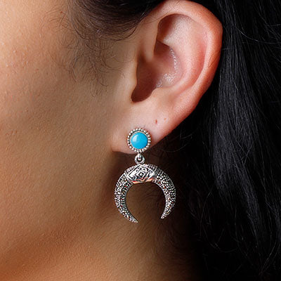 Brinco de Prata Lua com Marcassitas