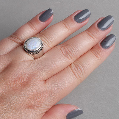 Anel de Prata com Pedra da Lua - 54097