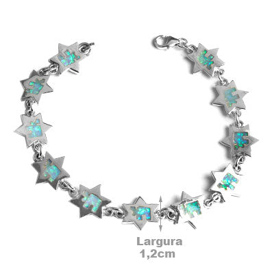 Pulseira de Prata Judaico com Opala