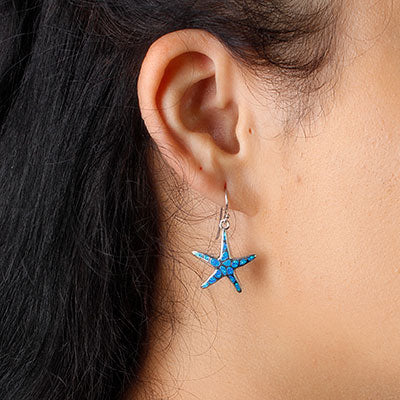 Brinco de Prata Estrela com Opala