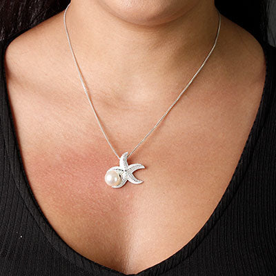 Pingente de Prata Estrela com Pérola