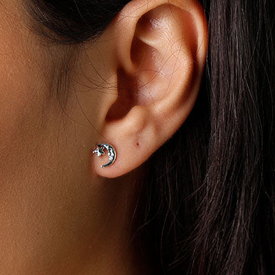 Brinco de Prata Lua e Estrela