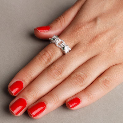 Anel de Prata Pantera com Zircônias