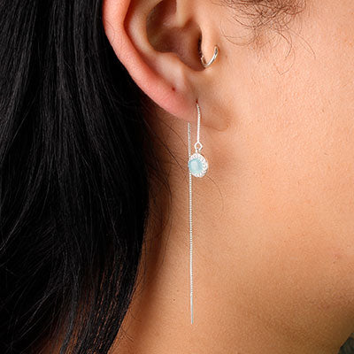 Brinco de Prata Corrente com Zircônia