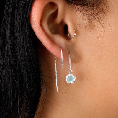 Brinco de Prata Corrente com Zircônia