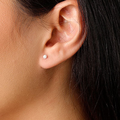 Brinco de Prata Bola Diamantada