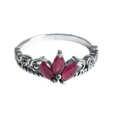 Anel de Prata Coroa com Pedras